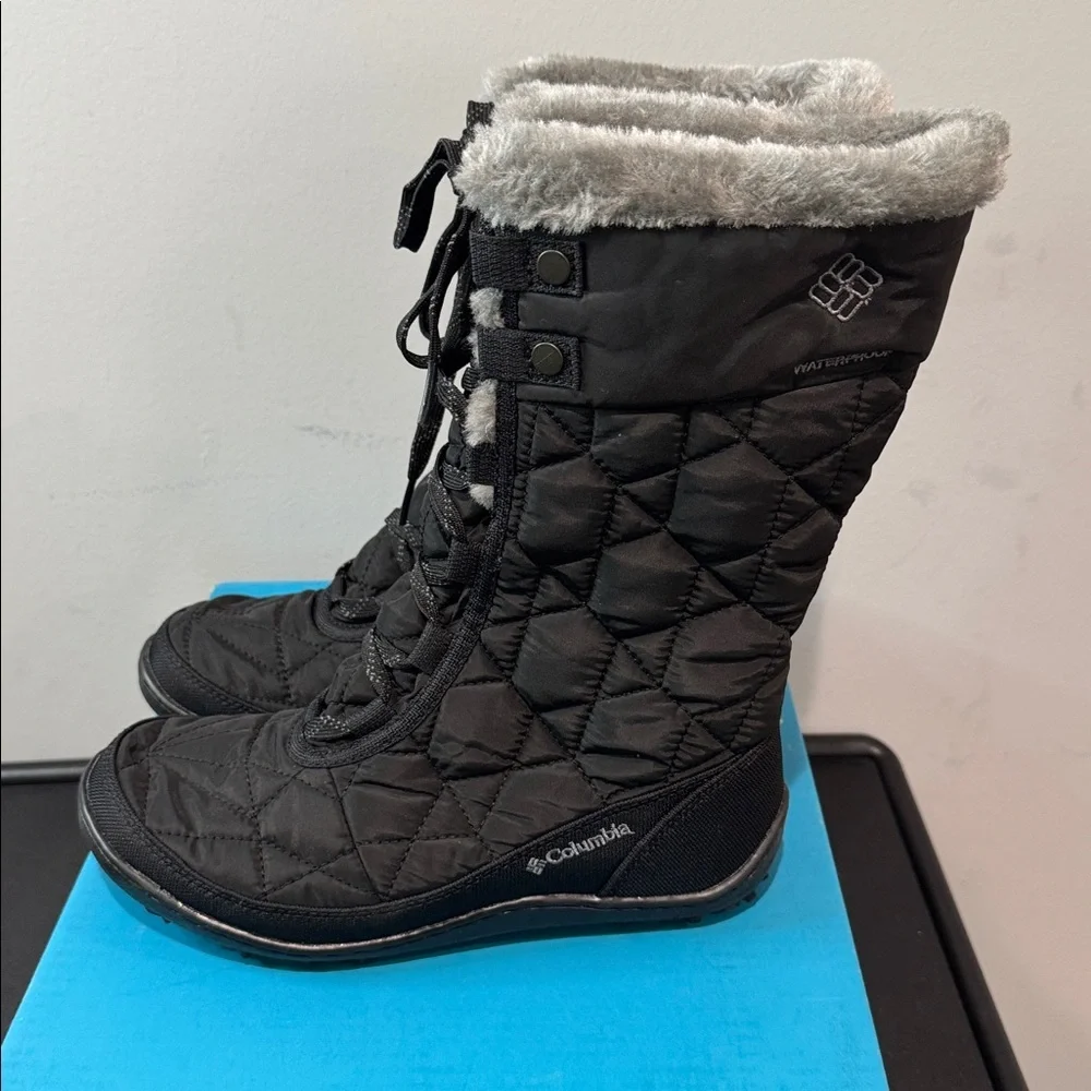 Columbia Women's Black Quilted Winter Boots Minx Mid II Omni-Heat Size 6 Box EUC